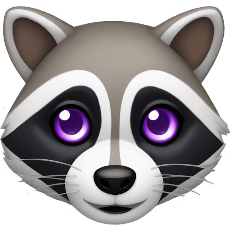 front facing raccoon with purple heart eyes emoji