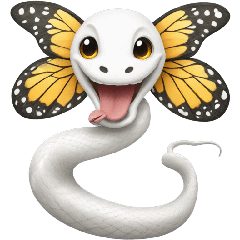 White snake with wings of butterfly in the middle of its body emoji