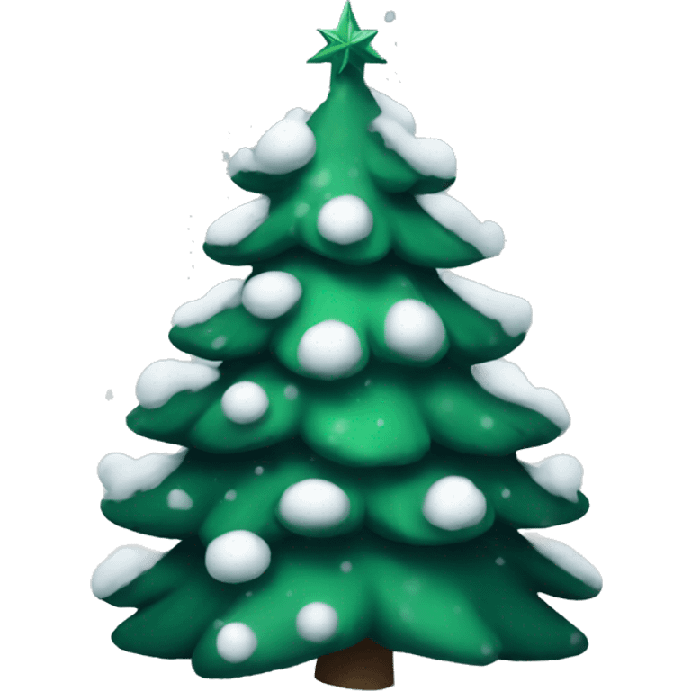 dark green christmas tree with snow emoji