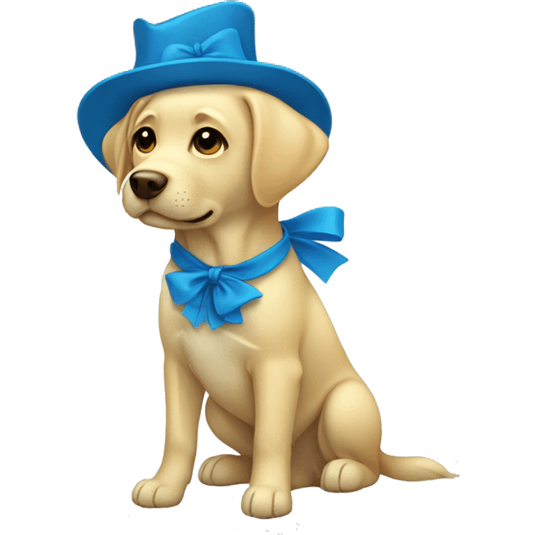 Yellow lab with blue bow emoji