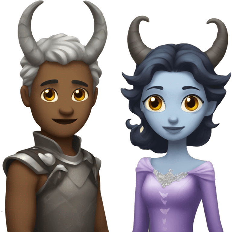 a princess and a monster with horns emoji