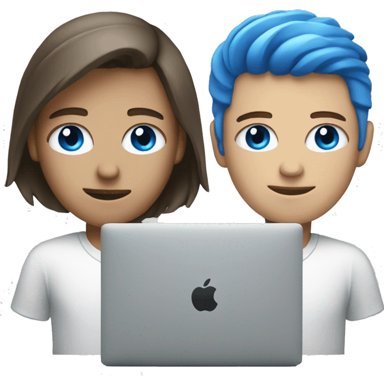 Programmer with blue eyes work with MacBook emoji