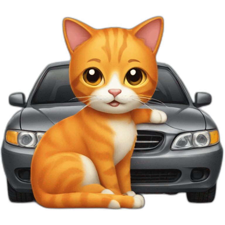 orange cat fixing a car emoji