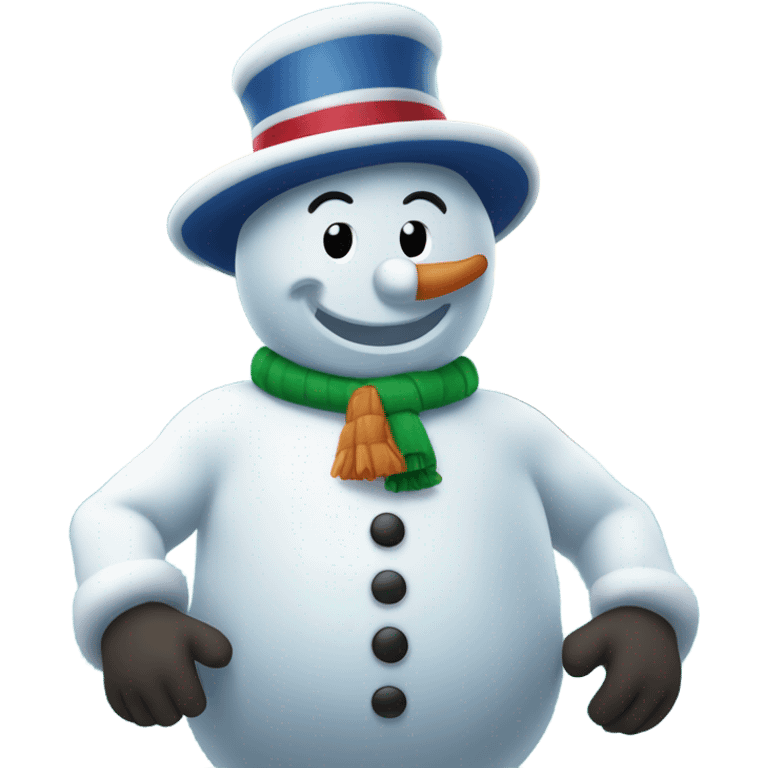 Frosty the Snowman standing in Puerto Rico island  emoji