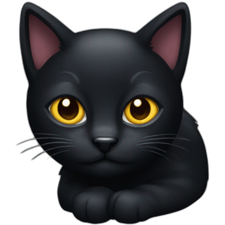 Pixel black cat emoji