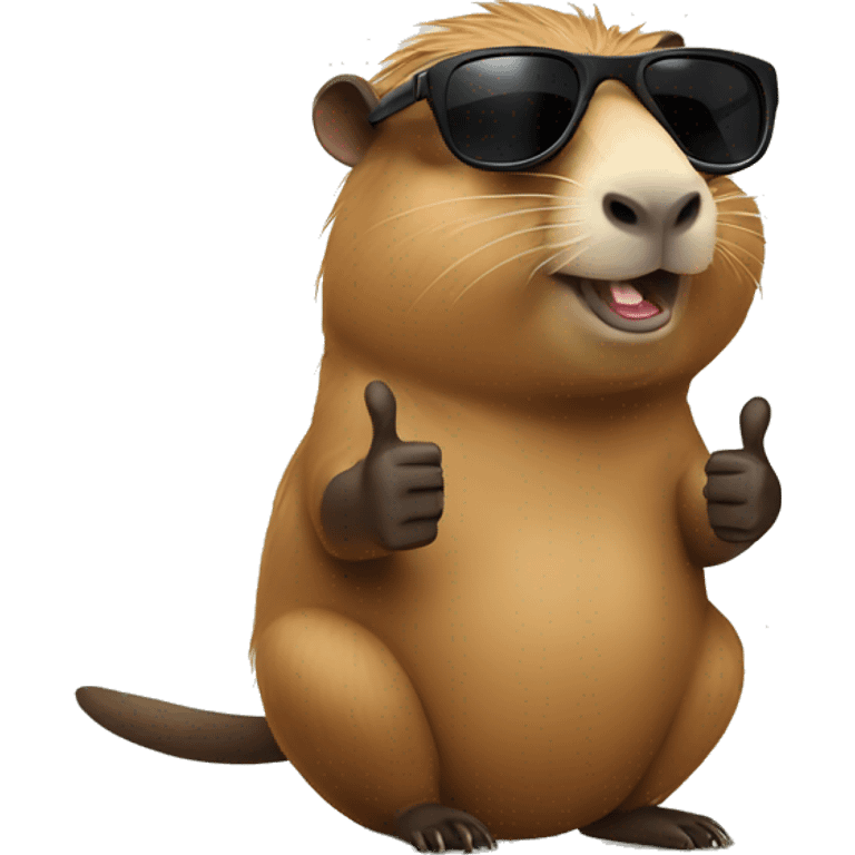 A capybara with sunglasses giving the thumbs up  emoji