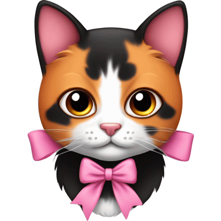 cute orange black calico cat with pink bow  emoji