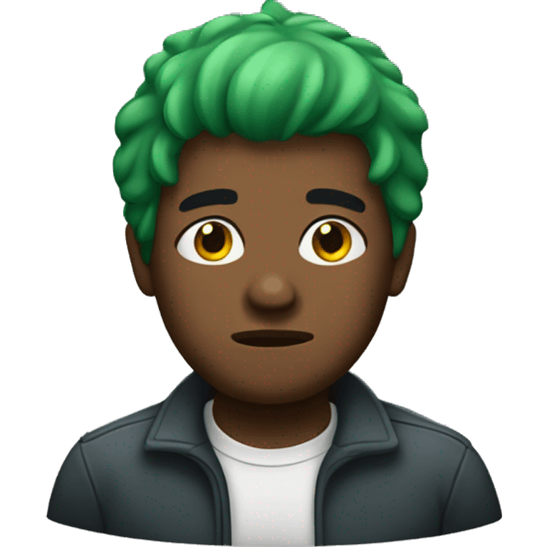 Disappointed black guy with green hair emoji