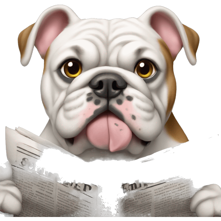 english bulldog reading newspaper emoji