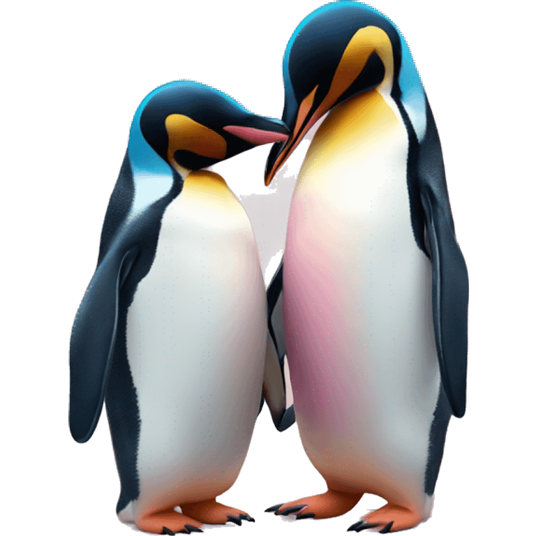 Penguins pink and blue hugs each other   emoji