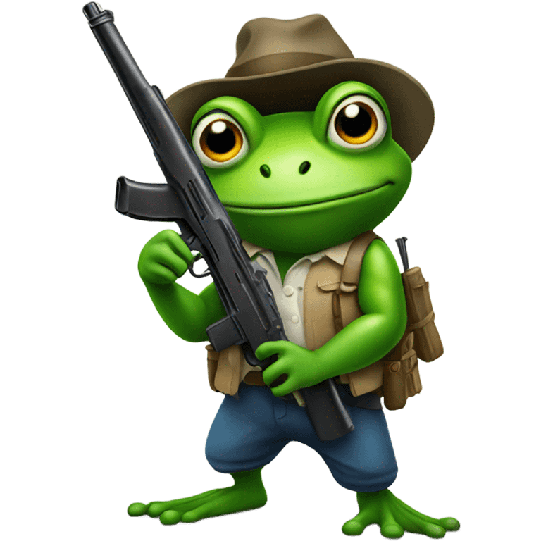 Frog with a gun emoji