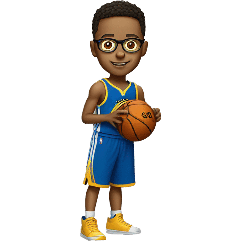 A boy with glasses who plays basketball like Stephen Curry emoji