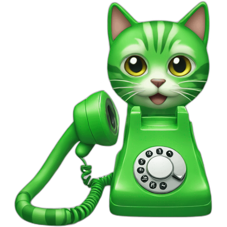 Green cat with telephone emoji