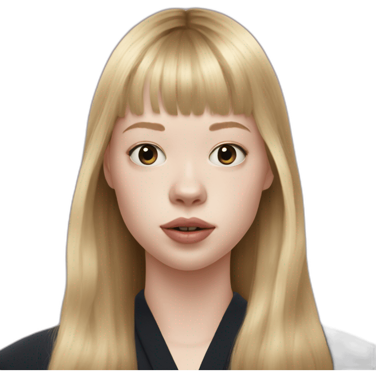 blonde Mia Goth with bangs, oscars emoji