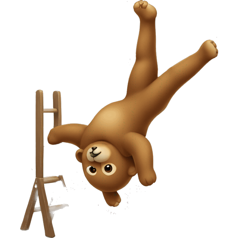 Teddy bear doing a handstand emoji