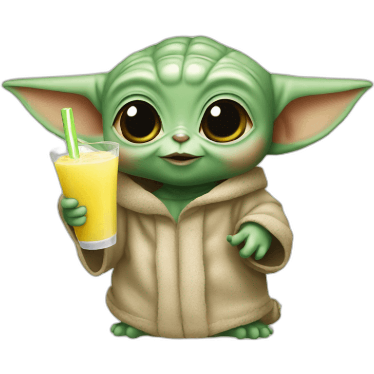 baby Yoda drinking a Pina colada with a straw emoji