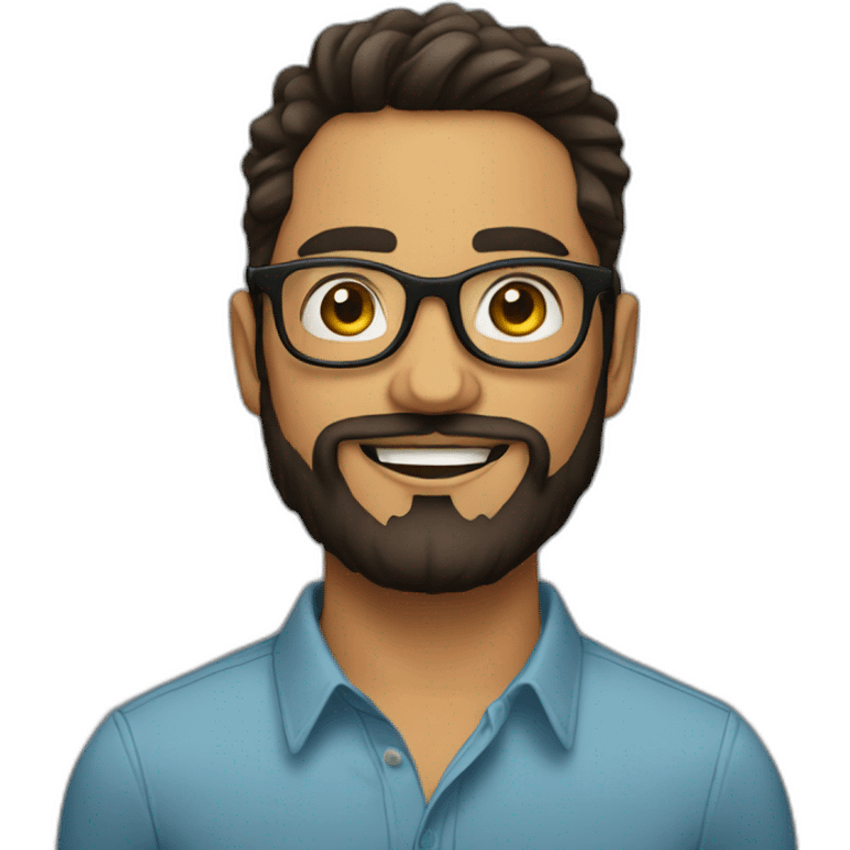 Baldish latino 30 somethings with round glasses and beard emoji