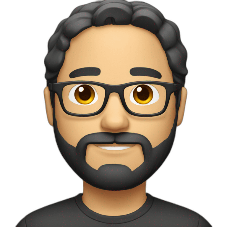 man white black hair with glasses and beard on a corgy emoji