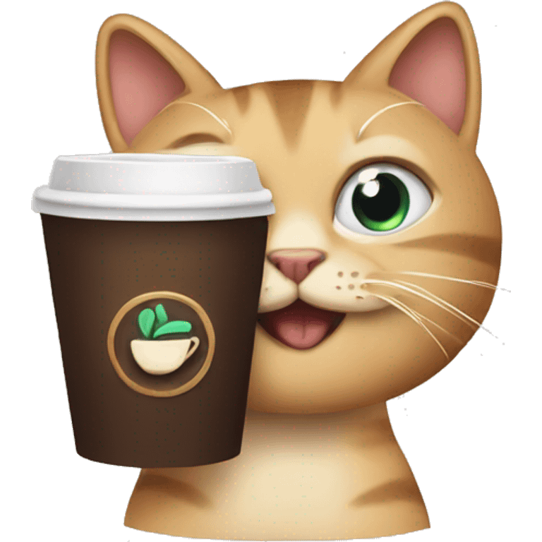 Cat with a coffee emoji