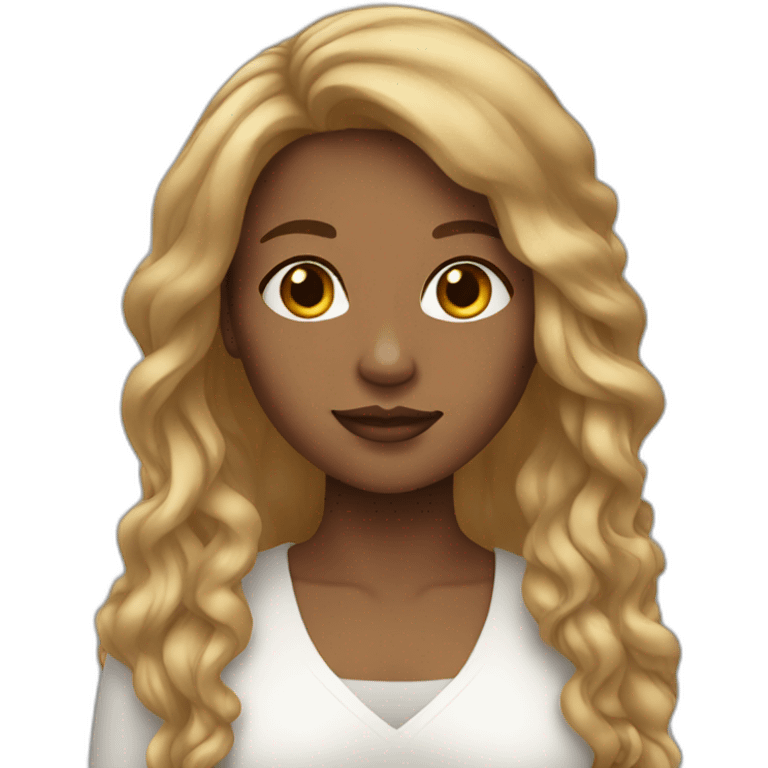 woman light brown skin long hair emoji