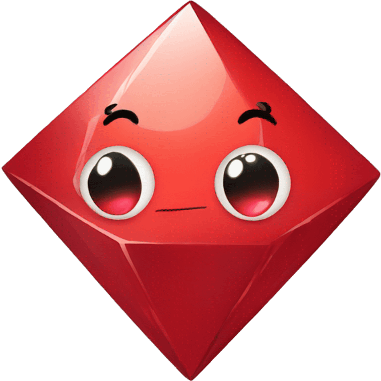 Hand drawn red diamond with happy eyes emoji