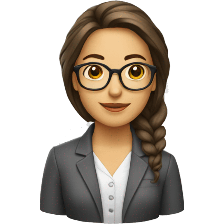 Profesora pelo castaño, gafas emoji