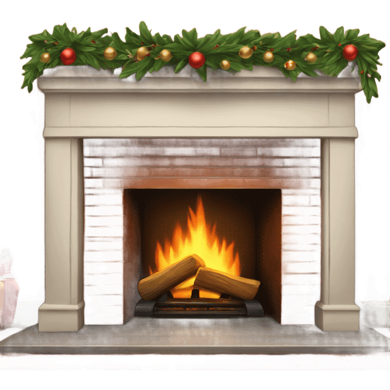 Realistic Christmas fireplace emoji