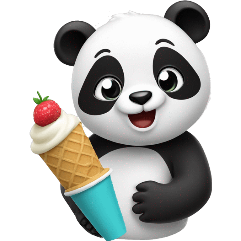 Panda eating ice cream emoji