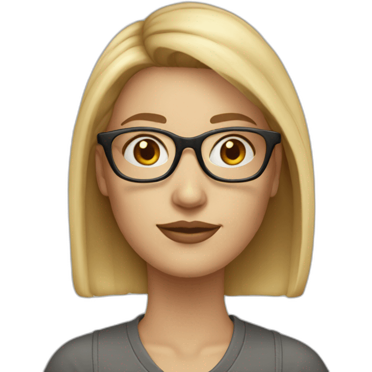 30 year old white woman with staright mid lenght blond hair and rounded glasses emoji