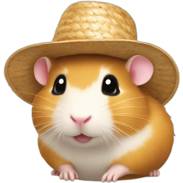 A hamster in a small straw hat emoji