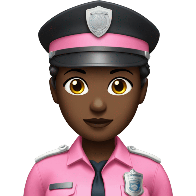 darkskin female police officer with pink uniform emoji