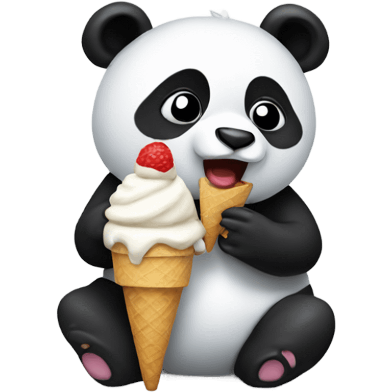 Panda eating ice cream emoji