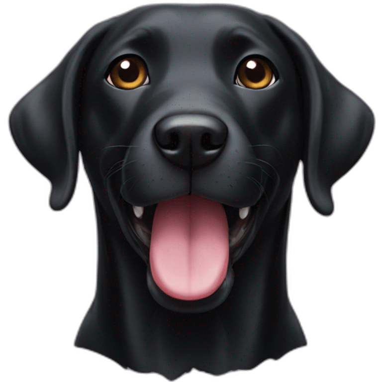 Black lab dog with bottom teeth showing  emoji