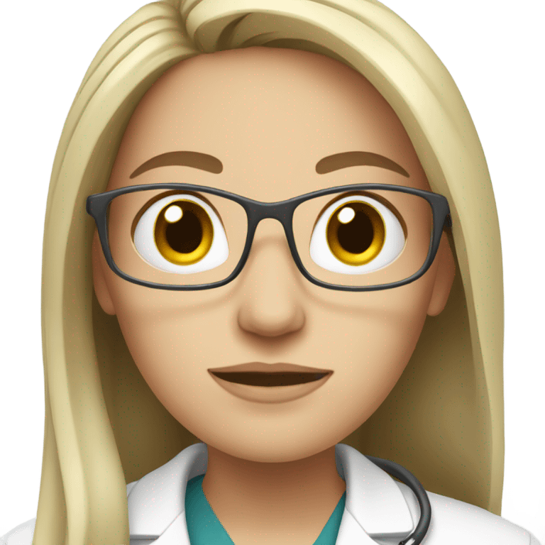 white female doctor with long hair emoji