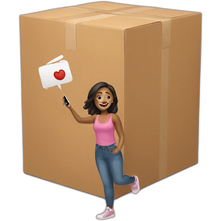 influencer taking selfie with a box emoji