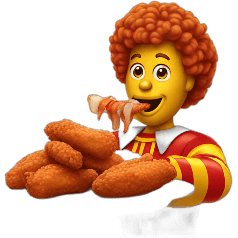 Ronald McDonald eating chicken wings emoji