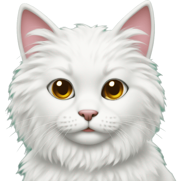 white fluffy girl cat with Christmas theme emoji