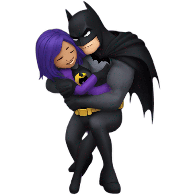 Batman hugging Raven from teen titans emoji