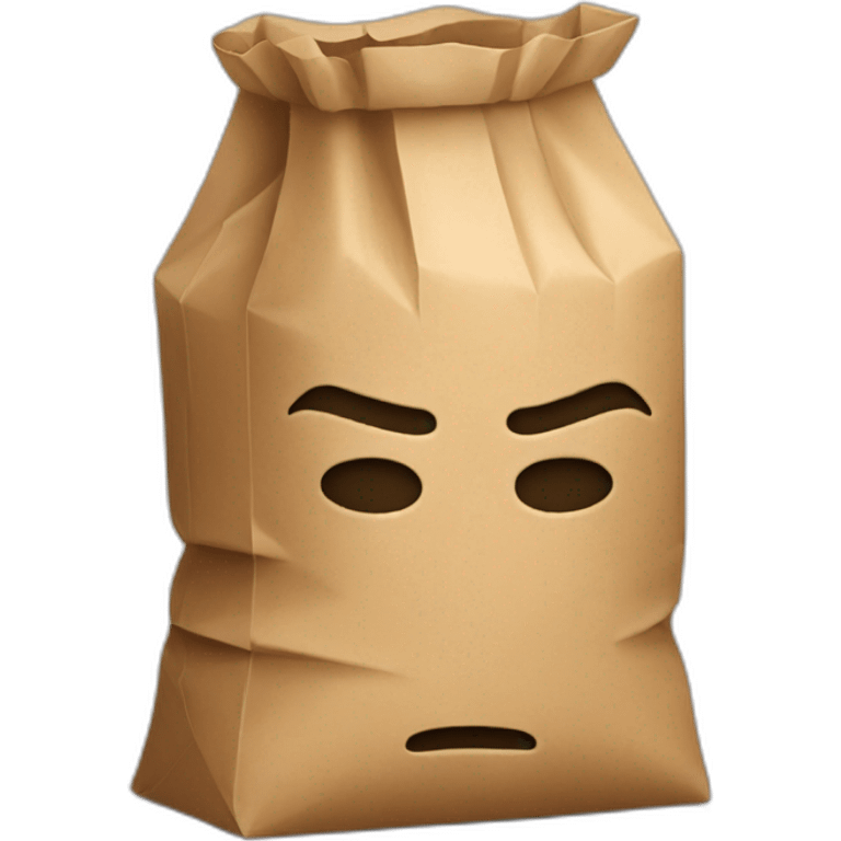 a person hiding their head in a paper bag full of shame emoji