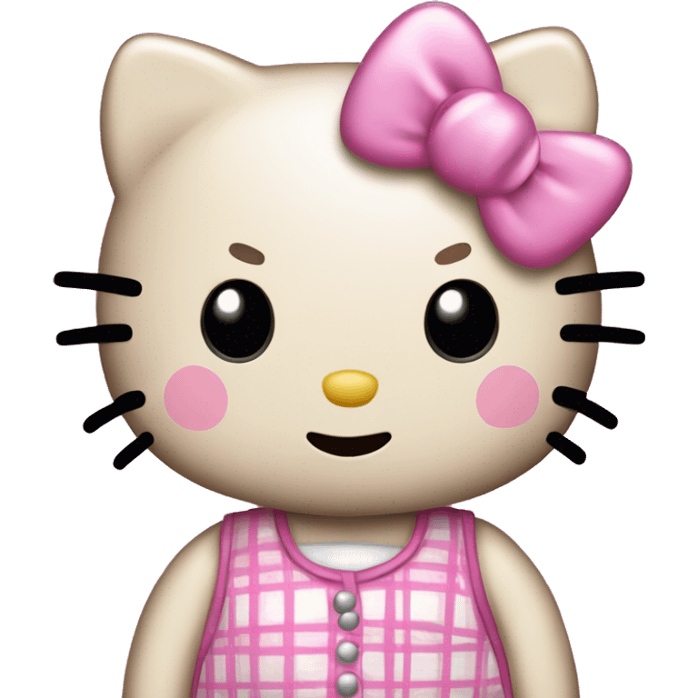 Hello kitty in pink plaid dress emoji