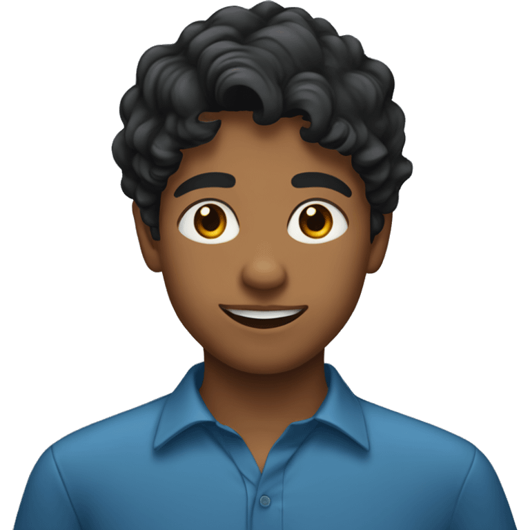 create sri lankan 14 year old boy with wavy flat black hair and a blue shirt emoji