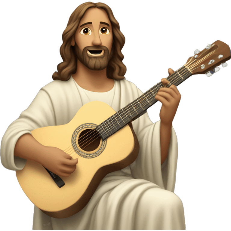 Jesus playing the guitar ￼ emoji