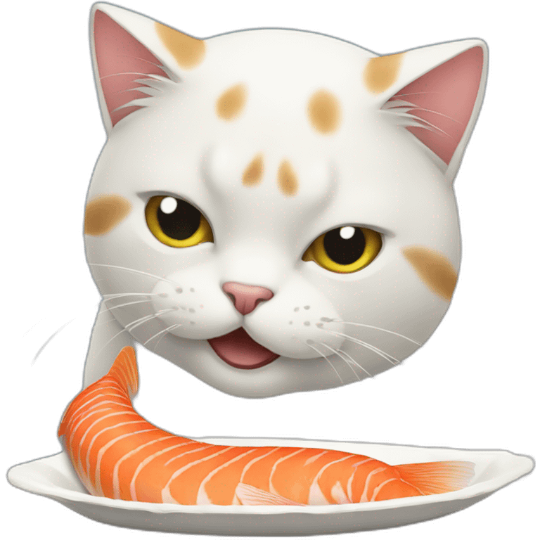 Cat eating fish emoji