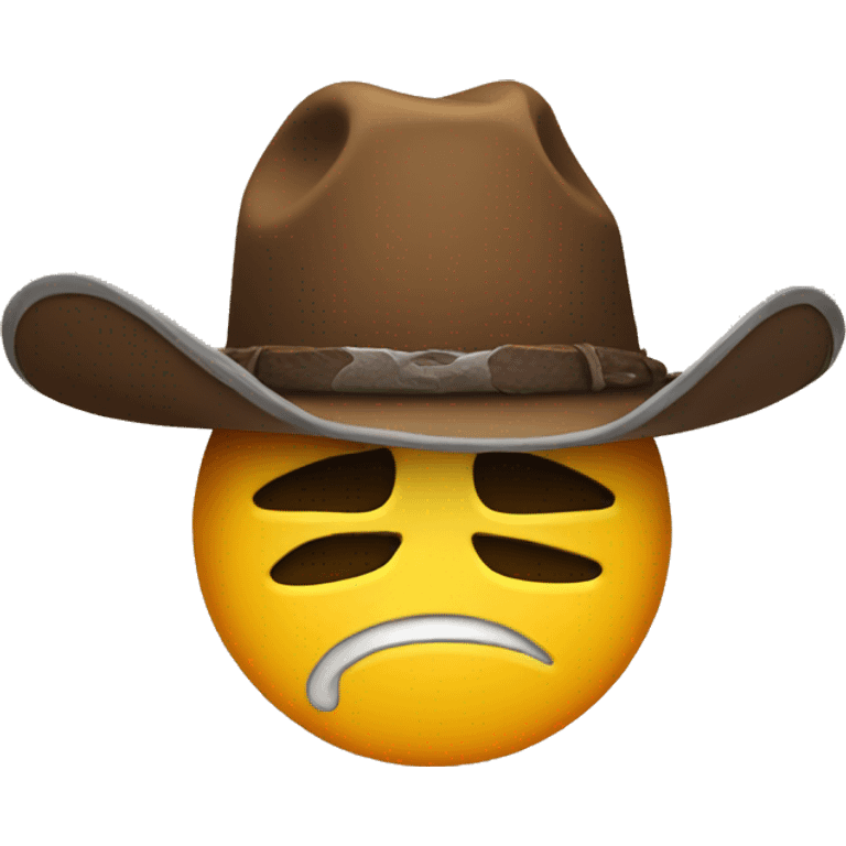 Sad emoji face with a cowboy hat emoji