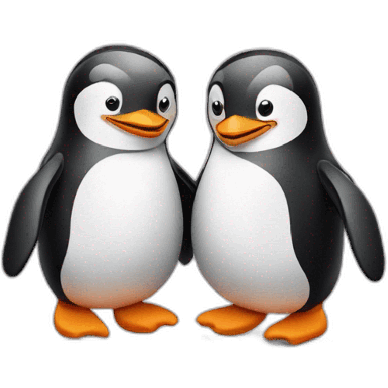 two penguins are hugged and kept in pens socks emoji