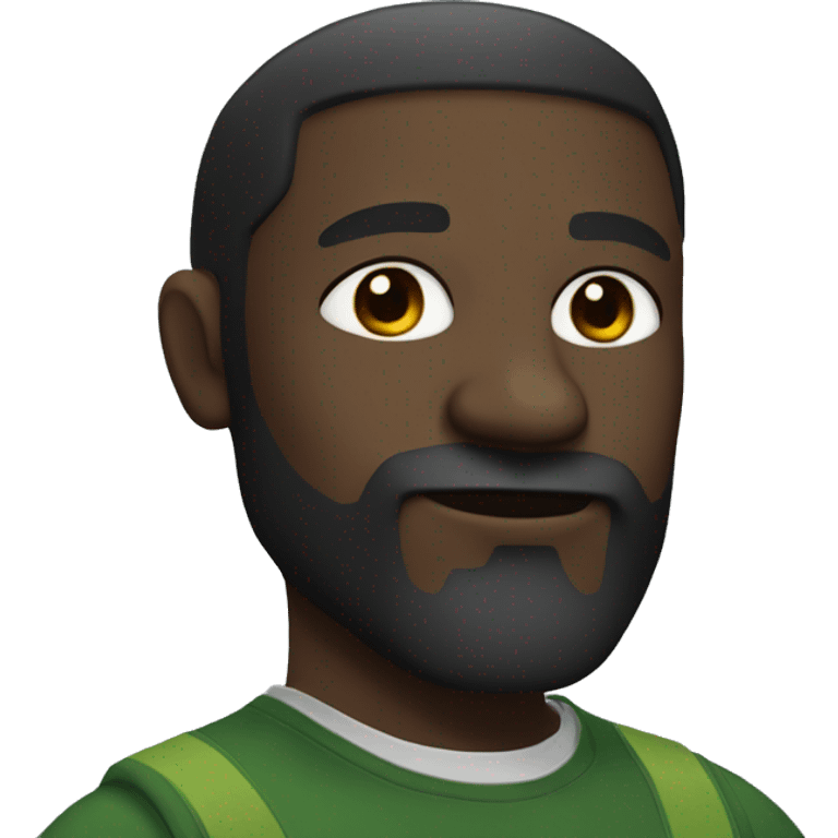 dark-skinned man with dark brown beard and cannabis hair emoji