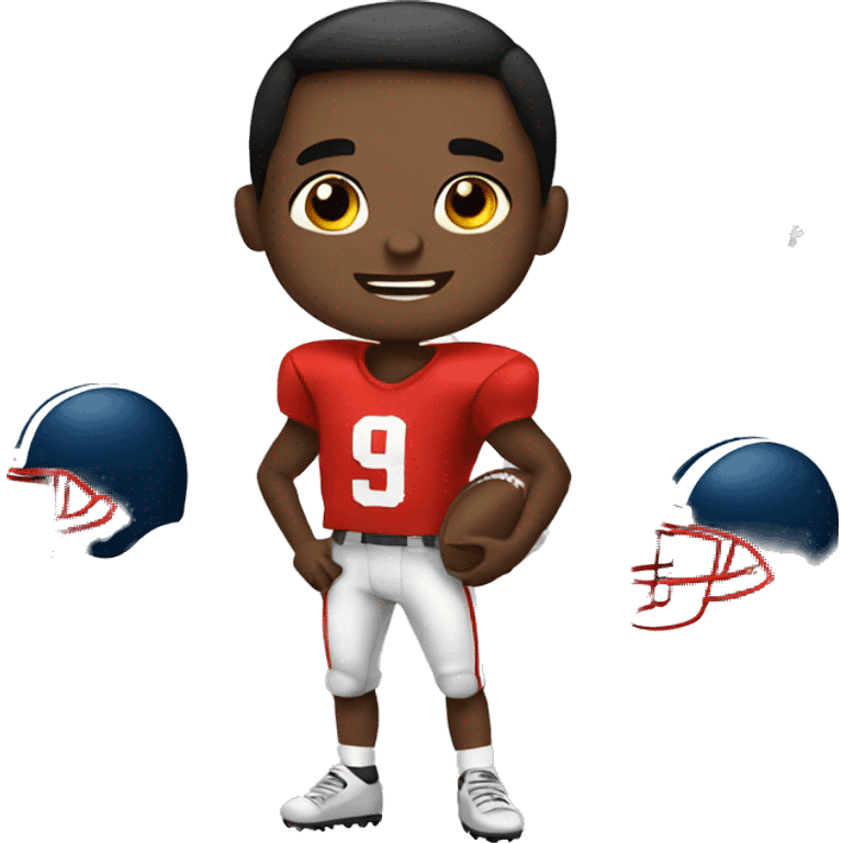 Boy playing football and American football emoji