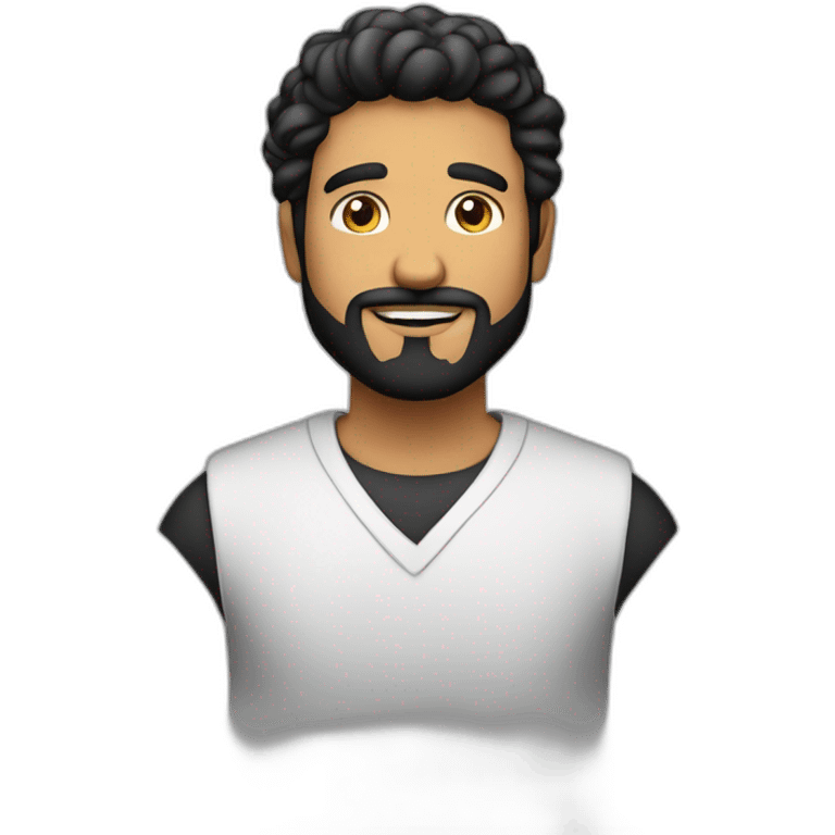 Hombre latino meztizo calvo y con barba negra negra emoji