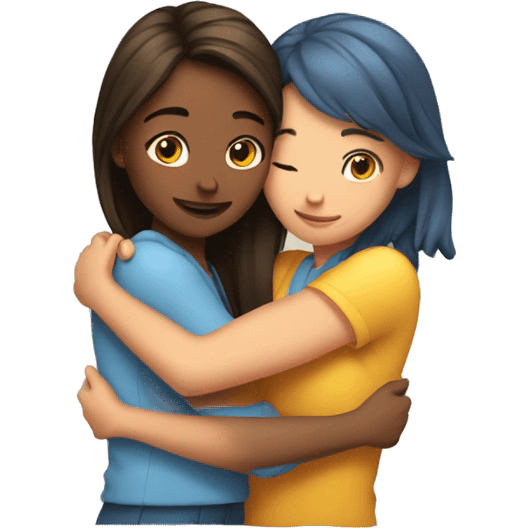 Girl bestfriend hugging eachother emoji