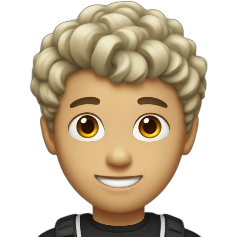 Boy with black short wavy hair emoji